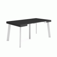 SKRAUT HOME Table console extensible, 160, Pour 8 personnes, Pieds en bois, Noir - noir Bois manufacturé 246_6 SKRAUT HOME Table console extensible, 160, Pour 8 personnes, Pieds en bois, Noir - noir Bois manufacturé 246_6