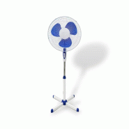 Ventilateur sur pied portable 45W Hauteur réglable 1.30m Brasseur d'air Blanc Bleu 3 vitesses Oscillation Horizontale INTEC - blanc 3701599339195