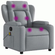 VidaXL Fauteuil inclinable de massage gris clair tissu Modèle Corvella - 8721012184886