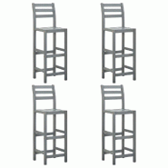 VidaXL Tabourets de bar lot de 4 gris bois d'acacia massif Modèle Atlas Design Pro - gris 312418