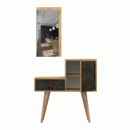 WellHome - Buffet 80x80x40 cm chêne foncé et anthracite - marron WH1630 WellHome - Buffet 80x80x40 cm chêne foncé et anthracite - marron WH1630