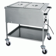 Chariot bain-marie avec étagère inférieur, 2x GN 1/1 h 200 mm, 1 température 840x650x850 mm - VIRTUS - 0615402203333