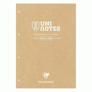 Clairefontaine Lot de 4 Bloc Uninotes A4, 200p./100 feuilles 90 g/m² agrafées, couv. Kraft, quadrillé 5x5, coul. Marquage assorties - 3329680098822