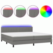 Décoshop26 - Lit LED complet avec sommier, tête de lit réglable, matelas 200x200 cm et tissu gris foncé Décoshop26 - Lit LED complet avec sommier, tête de lit réglable, matelas 200x200 cm et tissu gris foncé