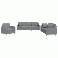Ensemble de canapés 3 pcs coussins gris clair tissu Modèle Orion Prime Plus - 8721012070370