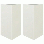 Helloshop26 - Jardinière bac lit surélevé plantes fleurs jardin terrasses lot de 2 triangulaire 50 x 43 x 75 cm acier blanc 02_0039105 - 3000217991297