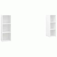 Helloshop26 - Lot de 2 meubles TV modulables pratiques rangement 107 x 35 x 37 cm en bois d'ingénierie blanc 02_0055124 - blanc Bois massif 300023882