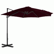 Helloshop26 - Parasol déporté avec mât en aluminium 300 cm rouge bordeaux 02_0008499 - 3000453747764