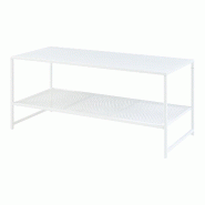 Helloshop26 - Table basse console d'appoint de salon avec tablette en g e acier 102 x 43 x 46 cm blanc mat 03_0010782 - 3000225407315