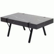 Mendler Table basse HWC-L54, Table de salon Table d'appoint Table de salon, métal 43x110x60cm ~ aspect marbre gris - gris Bois massif 99745