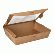 Papstar 40 Boîtes traiteur, carton avec fenêtre transparente en PLA pure rectangulaire 1000 ml 4,5 cm x 18 cm x 13 cm marron 100% Fair - marron mult