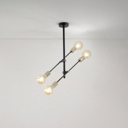 Plafonnier en métal noir, 4 ampoules E27 max. 40 W, diamètre 42 cm, hauteur 75,5 cm, design moderne et élégant pour les intérieurs - Perenz - noi