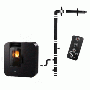 Poêle à granulés Etanche Slim Astral 13,8 kW Noir Sannover + Kit d’installation - noir GRPL26010138BSA_kitV