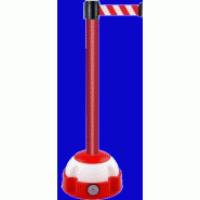 Poteau Alu Rouge laqué à sangle Rouge/Blanc hachuré 3m x 50mm sur socle Balise - 2010382 Poteau Alu Rouge laqué à sangle Rouge/Blanc hachuré 3m x 50mm sur socle Balise - 2010382