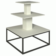 Présentoir 3 niveaux base métal noir Vertigo blanc mat 90x90x117cm