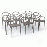 RATTATAN Set de 6 chaises en polypropylène avec fibre de verre, empilables pour extérieur et jardin, bar et restaurant, cuisine design moderne -Char RATTATAN Set de 6 chaises en polypropylène avec fibre de verre, empilables pour extérieur et jardin, bar et restaurant, cuisine design moderne -Char