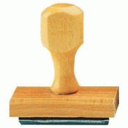 Timbre monture en bois  plaque caoutchouc  avec texte de 4 lignes