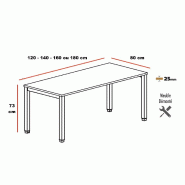Bureau Professionnel Tempo Mobel Linea. - 120, Alu, Acacia foncé, Oui