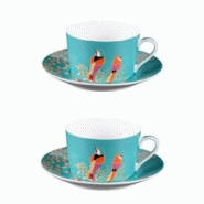 Coffret 2 déjeuners Paraiso et sous tasses assorties 35 cl - Bleu Rond Porcelaine Table Passion 13.1x cm - bleu porcelaine 3106232376795 Coffret 2 déjeuners Paraiso et sous tasses assorties 35 cl - Bleu Rond Porcelaine Table Passion 13.1x cm - bleu porcelaine 3106232376795