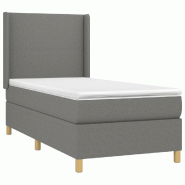 Décoshop26 - Cadre de lit LED avec sommier tête de lit matelas 100x200 cm tissu gris foncé TDL0208435 - gris 3001540082720