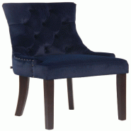 Décoshop26 - Chaise de salle à manger x1 design antique capitonné en velours bleu avec 4 pieds en bois marron 10_0001935 - marron Bois massif 30002