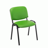 Décoshop26 - Chaise visiteur assise rembourrée en synthétique vert BUR10073 - 3000214774367
