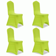 Décoshop26 - Housse de chaise extensible 4 pcs vert DEC022366 - 3001299369608