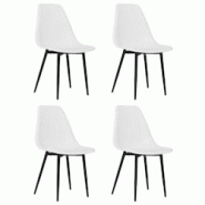 Décoshop26 - Set de 4 chaises de salle à manger dossier incurvé design moderne en PP blanc et métal noir DEC025605 - blanc 3000255343430 Décoshop26 - Set de 4 chaises de salle à manger dossier incurvé design moderne en PP blanc et métal noir DEC025605 - blanc 3000255343430