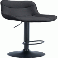Décoshop26 - Tabouret de bar x1 pivotant forme ergonomique surpiqûres décoratives en PVC noir cadre en métal noir 10_0005775 - noir métal 3000265