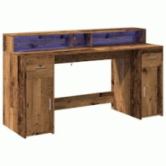 Helloshop26 - Bureau table poste de travail meuble d'ordinateur informatique étude avec lumières LED vieux bois bois d'ingénierie 02_0023441 - 3000 Helloshop26 - Bureau table poste de travail meuble d'ordinateur informatique étude avec lumières LED vieux bois bois d'ingénierie 02_0023441 - 3000