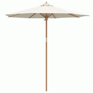 Helloshop26 - Parasol de jardin rond léger résistant aux intempéries 240 x 240 x 260 cm en bambou blanc crème 02_0058243 - blanc 3000240478079