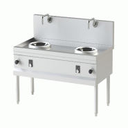 KBS Gastrotechnik KBS Cuisinière wok 2 brûleurs modèle mural 1400x750x1050 mm avec poêle wok et robinets d'eau - 10732005