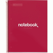 MIQUELRIUS Lot de 5 Cahier Emotions A4, 240p./120 feuilles 90 g/m², reliure intégrale, couverture carton rouge, quadrillé 5x5 - 8422593460665