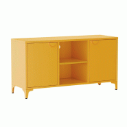 Oviala Business Buffet moderne 2 portes L120 cm en métal jaune - jaune acier 113985