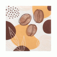 Papstar Serviettes 200, 3-épaisseur pliage 1/4 33 cm x 33 cm "Coffee Beans" - marron papier 89714