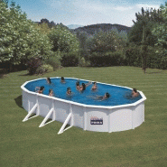 Piscine ovale acier 7,44m x 3,99m x h: 1,22m - filtration à sable - renforts apparents