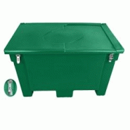 PLAST'UP ROTOMOULAGE Bac de stockage de denrées animales/multi-usages 300l avec grenouillères + cadenas - VERT - vert 0036336286214