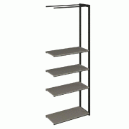 Suite structure Cage noir 88x40x240cm 4 tablettes anthracite