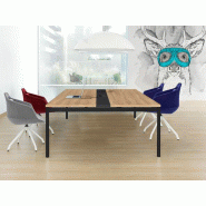 Table de réunion / travail polyvalente Yogi petit format en bois - 4 à 6 personnes - bande centrale en acier - trappes en option Table de réunion / travail polyvalente Yogi petit format en bois - 4 à 6 personnes - bande centrale en acier - trappes en option