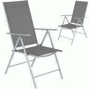 TecTake GmbH tectake Chaises de jardin pliantes avec dossier réglable, en tissu maillé - Lot de 2 argent - argenté acier 406687 TecTake GmbH tectake Chaises de jardin pliantes avec dossier réglable, en tissu maillé - Lot de 2 argent - argenté acier 406687