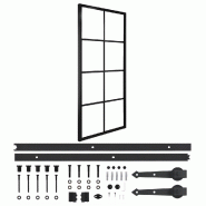 Vidaxl porte coulissante quincaillerie aluminium et verre esg 76x205cm 3056795