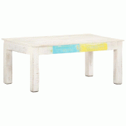 VidaXL Table basse Blanc 110x60x45 cm Bois de manguier massif Modèle Apex Panorama Nova - 323555XL