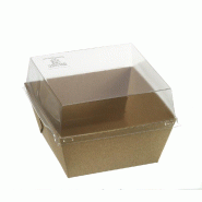 Barquette carrée haute Quartz carton naturel 750ml + couvercle rPET - par 200