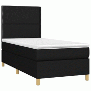 Décoshop26 - Cadre de lit LED avec sommier tête de lit matelas 80x200cm tissu noir TDL0209117 - noir 3001674047763