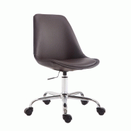 Décoshop26 - Chaise de bureau tabouret de travail sur roulettes hauteur réglable en PVC marron et métal chromé 10_0002681 - marron métal 3000251157062