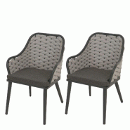 Décoshop26 - Lot de 2 chaises de jardin avec tressage épais et coussins gris foncé style moderne en aluminium gris 04_0009592 - 3000267558587