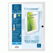 Exacompta Lot de 5 Boîte à pression EXABOX KREACOVER polypro, dos de 40, coloris blanc - transparent plastique 59988E_0