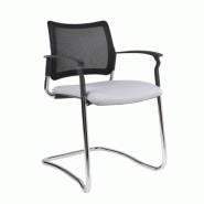 Fauteuil visiteur Pogo - dossier résille noire, piètement chromé, inclinaison à 20° Fauteuil visiteur Pogo - dossier résille noire, piètement chromé, inclinaison à 20°