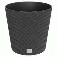 Helloshop26 - Jardinière bac lit surélevé plantes fleurs terrasse jardin et intérieur amovible 35 /37,5 L rotin PP anthracite 02_0038606 - 3000217