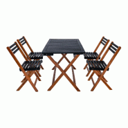 Helloshop26 - Salon de jardin 5 pièces bois d'acacia naturel gris 03_0010531 - gris Bois massif 3000225263430